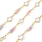 Brass Link Chains, with Enamel and Polymer Clay, Long-Lasting Plated, Golden, Soldered, Cadmium Free & Lead Free, Lead Free & Nickel Free, with Spool, Misty Rose, 3.5~16x3~8x0.5~1.5mm