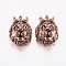 Tibetan Style Alloy Beads, Lion Head, Antique Rose Gold, 14.5x11.5x7~8mm, Hole: 1.5~2mm