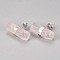 Natural Rose Quartz Stud Earrings, with Brass Findings, Pillar, Platinum, 7~8x21~22mm, Pin: 0.8mm