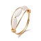 Copper Wire Wrapped Horse Eye Natural Shell Finger Rings for Women, Golden, 7mm, Inner Diameter: 19mm