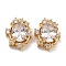 Brass Micro Pave Cubic Zirconia Beads, with Glass, Clear, Oval, Real 18K Gold Plated, 16.5x13.5x7.5mm, Hole: 1.4mm