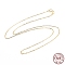 925 Sterling Silver Cable Chains Necklace for Women, Real 18K Gold Plated, 17.72 inch(45cm)