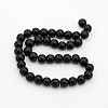 Black Opaque Glass Round Beads Strands X-GR8mm27Y-2