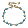 Golden 304 Stainless Steel Heart Link Chain Bracelet with Enamel BJEW-E088-01G-2