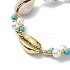 Natural Shell & Shell Pearl & Synthetic Turquoise Beaded Bracelet BJEW-TA00418-3