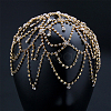 WADORN 1Pc Rhinestone Mesh Headpiece Cap OHAR-WR0001-03G-5