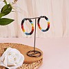 Boho Glass Seed Beaded Big Huggie Hoop Earrings for Women EJEW-SW00003-3