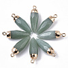 Top Golden Plated Natural Aventurine Pointed Pendants G-S359-078B-2