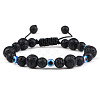 Round Natural Lava Rock Braided Beaded Bracelets XM7085-3-1