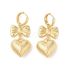 Bowknot with Heart Brass Hoop Earrings for Women EJEW-S231-04G-02-1