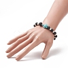 Dyed Synthetic Turquoise(Dyed) Tortoise & Natural Lava Rock Beaded Stretch Bracelet for Women BJEW-JB09229-02-4