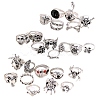 Alloy Skull Finger Rings Sets for Women PW-WG6A396-01-4