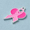 Breast Cancer Pink Awareness Ribbon Theme Alloy Enamel Pendants ENAM-A147-01I-2