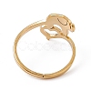 Ion Plating(IP) 201 Stainless Steel Elephant with Heart Adjustable Ring for Women RJEW-K238-07G-2