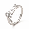 Non-Tarnish 304 Stainless Steel Word Friend Adjustable Ring for Women RJEW-B027-07P-1