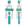 Synthetic Turquoise Rectangle Chandelier Earrings JE1132A-1