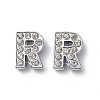 Alloy Initial Slide Charms with Grade A Rhinestones ALRI-R032-R-FF-4