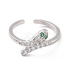 Green Cubic Zirconia Snake Open Cuff Ring RJEW-I094-17P-2