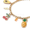 Watermelon & Avocado & Pineapple & Cherry Alloy Enamel Charm Bracelet BJEW-TA00209-5