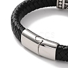 Men's Braided Black PU Leather Cord Bracelets BJEW-K243-35AS-3