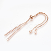 Adjustable Brass Micro Pave Cubic Zirconia Chain Bracelet Making ZIRC-T004-39RG-2