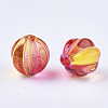 Two Tone Transparent Spray Painted Acrylic Corrugated Beads X-ACRP-T005-52C-2