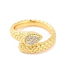 Teardrop Brass Micro Pave Clear Cubic Zirconia Open Cuff Rings RJEW-U009-06G-2