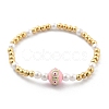 Brass Beaded Stretch Bracelets for Women BJEW-G736-03B-5