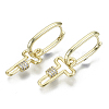 Brass Micro Pave Clear Cubic Zirconia Dangle Huggie Hoop Earrings EJEW-S201-219-NF-3