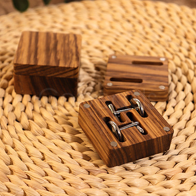 Square Wood Cufflinks Gift Storage Magnetic Boxes PW-WG77A80-01-1