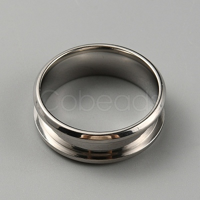 304 Stainless Steel Grooved Finger Ring Settings RJEW-WH0010-08D-P-1