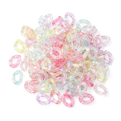 Rainbow Color Plated Transparent Acrylic Linking Rings FIND-CJC0015-24-1