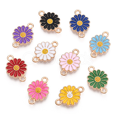 Zinc Alloy Enamel Sunflower Connector Charms X-ENAM-E011-01KCG-1