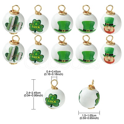 10Pcs Saint Patrick's Day Printed Wood Pendants FIND-FS0001-89-1