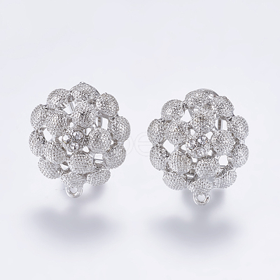 Alloy Rhinestone Stud Earring Findings PALLOY-F201-08P-1