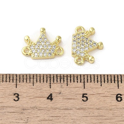 Rack Plating Brass Micro Pave Clear Cubic Zirconia Crown Connector Charms KK-C052-39G-1