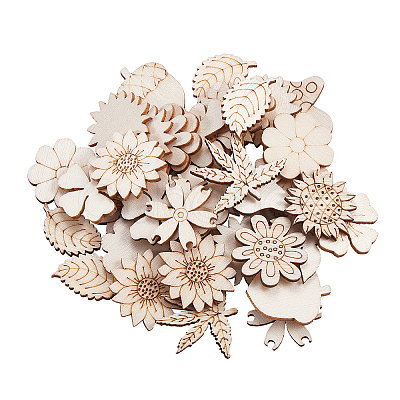 100Pcs Unfinished Wood Piece Decorations WOOD-CJ0001-54-1