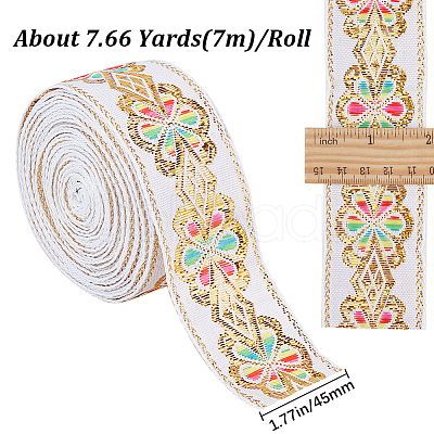 Flat Ethnic Style Embroidery Polyester Ribbons OCOR-WH0067-86C-1