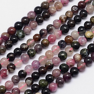 Natural Tourmaline Round Bead Strands G-I162-01-5mm-1