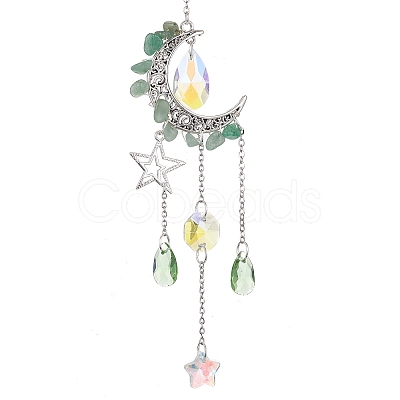 Moon & Star Alloy Hanging Ornaments HJEW-TA00096-02-1