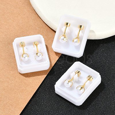 White Round Plastic Imitation Pearl Ear Fake Plugs EJEW-H105-20G-1