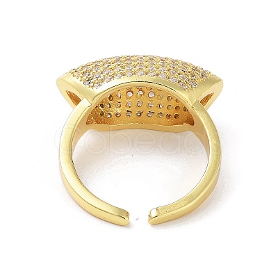 Brass with Cubic Zirconia Open Cuff Rings for Women RJEW-A035-22G-1