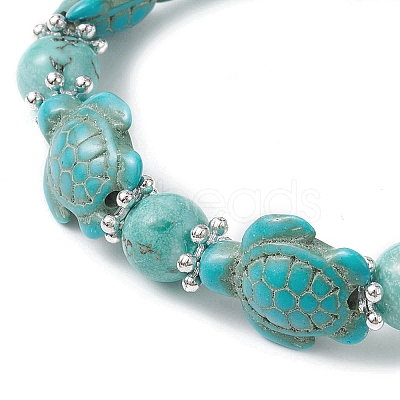 Synthetic Turquoise Tortoise Beaded Stretch Bracelets BJEW-TA00455-01-1