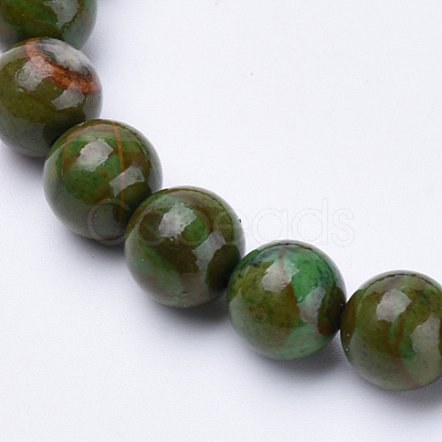 Natural Green Jade Beaded Stretch Bracelets BJEW-S128-01-1