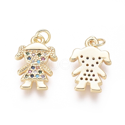 Golden Plated Brass Charms ZIRC-L087-023G-1