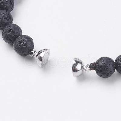 Natural Lava Rock Beads Stretch Bracelets BJEW-I241-13A-1