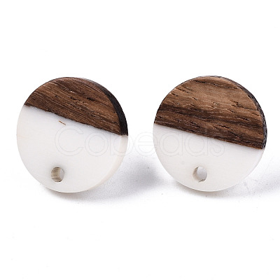 Opaque Resin & Walnut Wood Stud Earring Findings X-MAK-N032-008A-B06-1