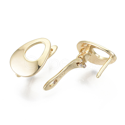 Brass Hoop Earring Findings with Latch Back Closure KK-S348-509-NF-1