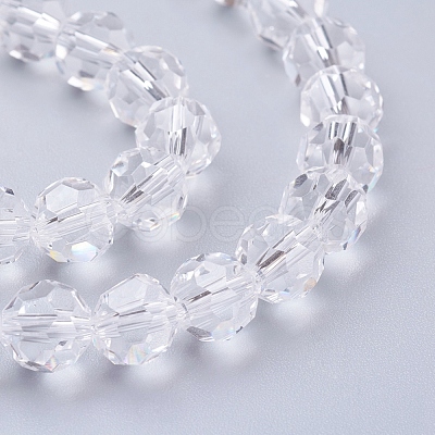 Faceted(32 Facets) Glass Round Beads Strands X-EGLA-J042-8mm-12-1