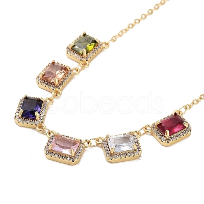 Rack Plating Brass Micro Pave Cubic Zirconia Necklaces NJEW-M215-02G-1